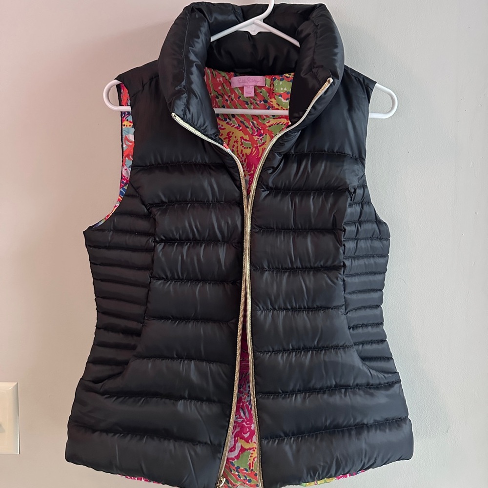 Lilly Pulitzer Black Vest with Multicolor Lining